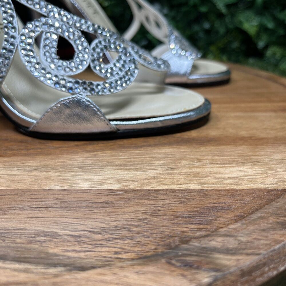 E! Live‎ From The Red Carpet Heels Women’s 8.5 Silver Dress Bridal Sandals 1662 - Picture 10 of 16